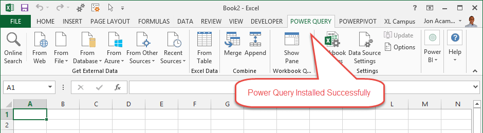 how to add power query to excel 2016