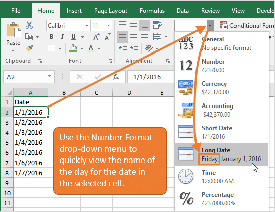 3 Ways To Get The Day Name For A Date Excel Campus