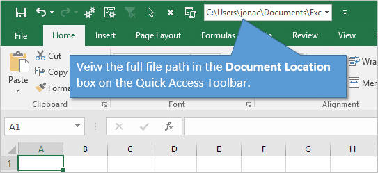find the file path in excel 2011 for mac