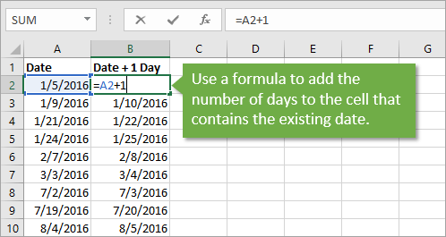 3 Ways To Add Or Subtract Days To A Date Excel Campus