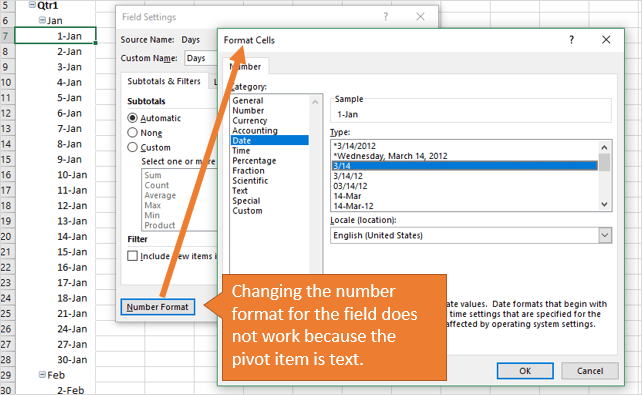 How To Change Date Formatting For Grouped Pivot Table Fields Excel Campus