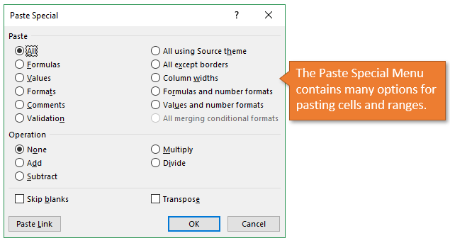 excel keyboard shortcut for paste special transpose