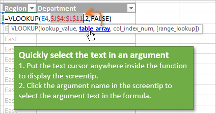 Select Text with Screentip Argument Hyperlinks in Excel Formula