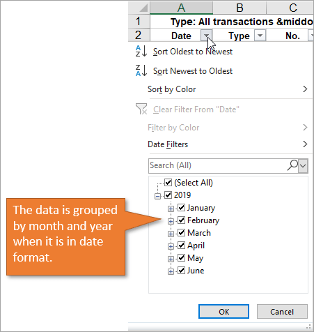 Filter drop-down date