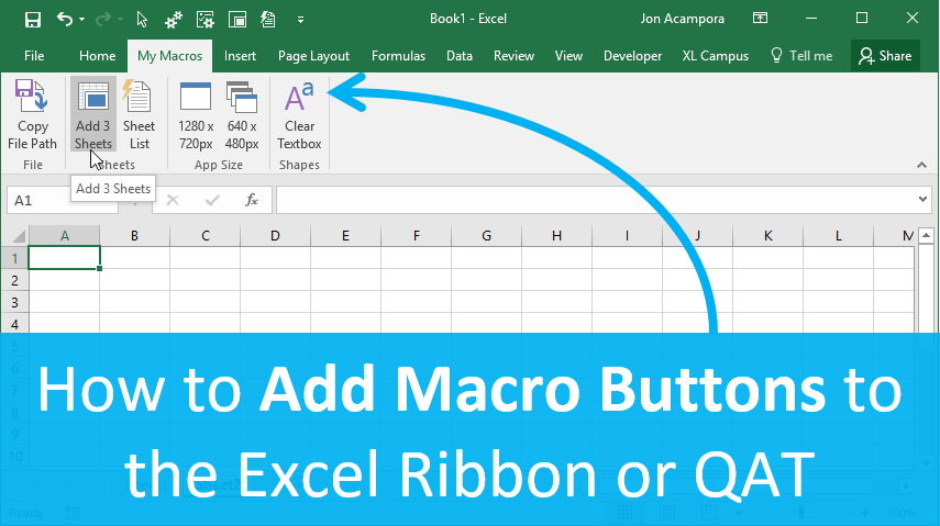 add a macro to a button in excel