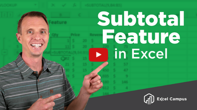 How to Use the Subtotal Feature and the SUBTOTAL Function in Excel ...