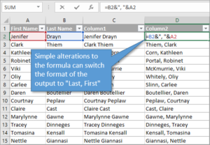 combine text from 2 different cells in excel