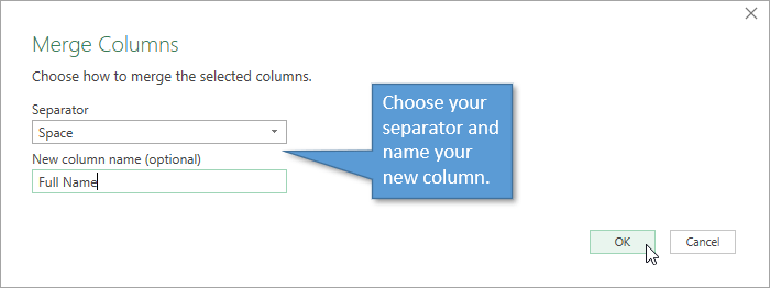 Merge Columns Window