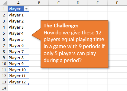 Excel Challenge: Equal Playing Time - Excel Campus